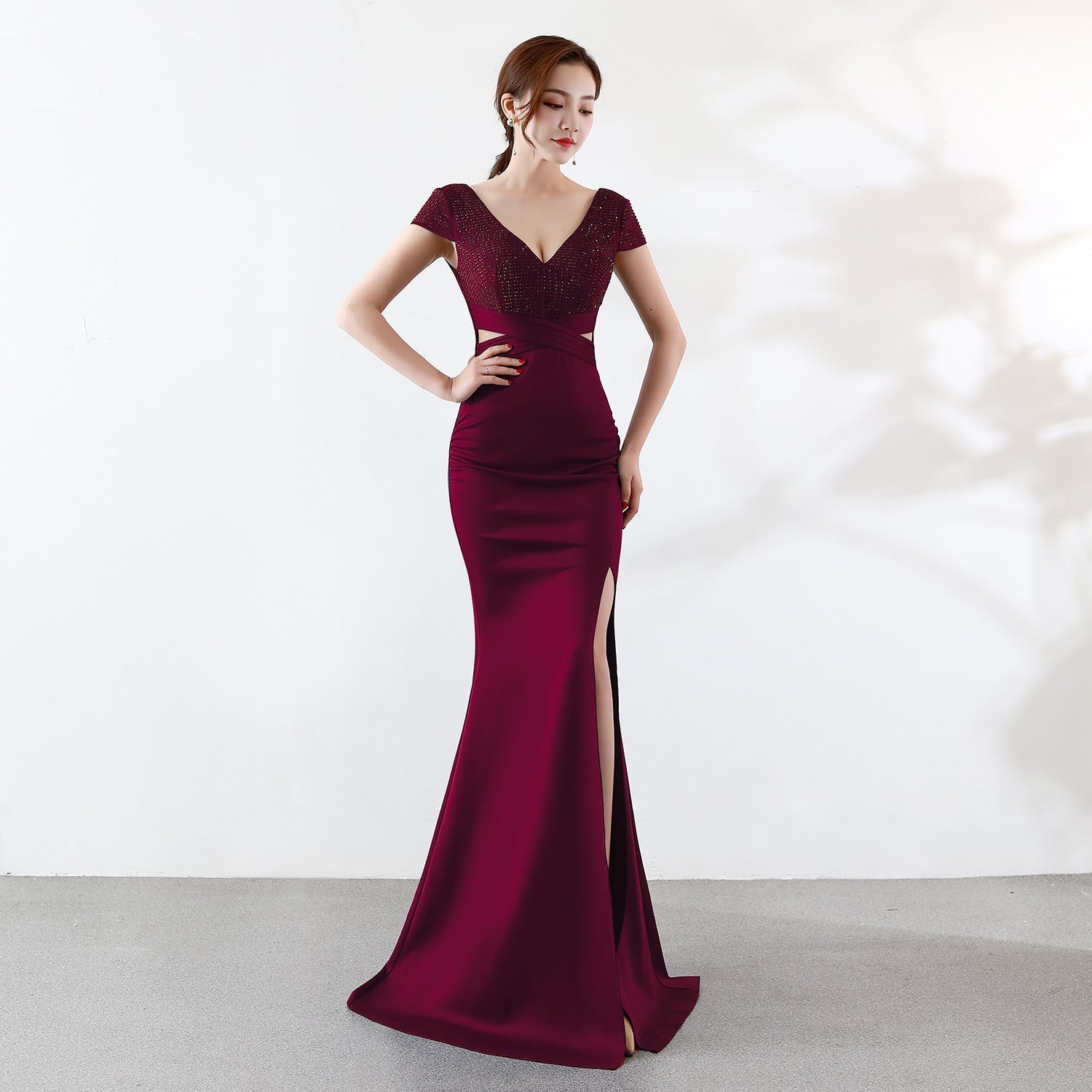 Eremi slim fit long fishtail dress