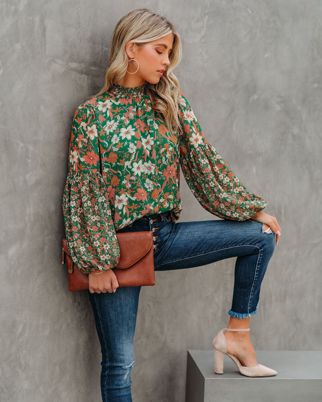 Evander Floral Balloon Sleeve Blouse