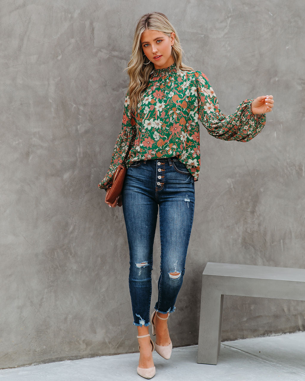 Evander Floral Balloon Sleeve Blouse