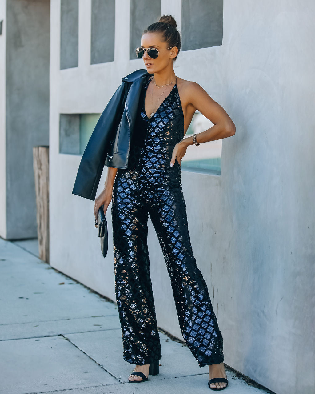 Event Ready Sequin Halter Jumpsuit