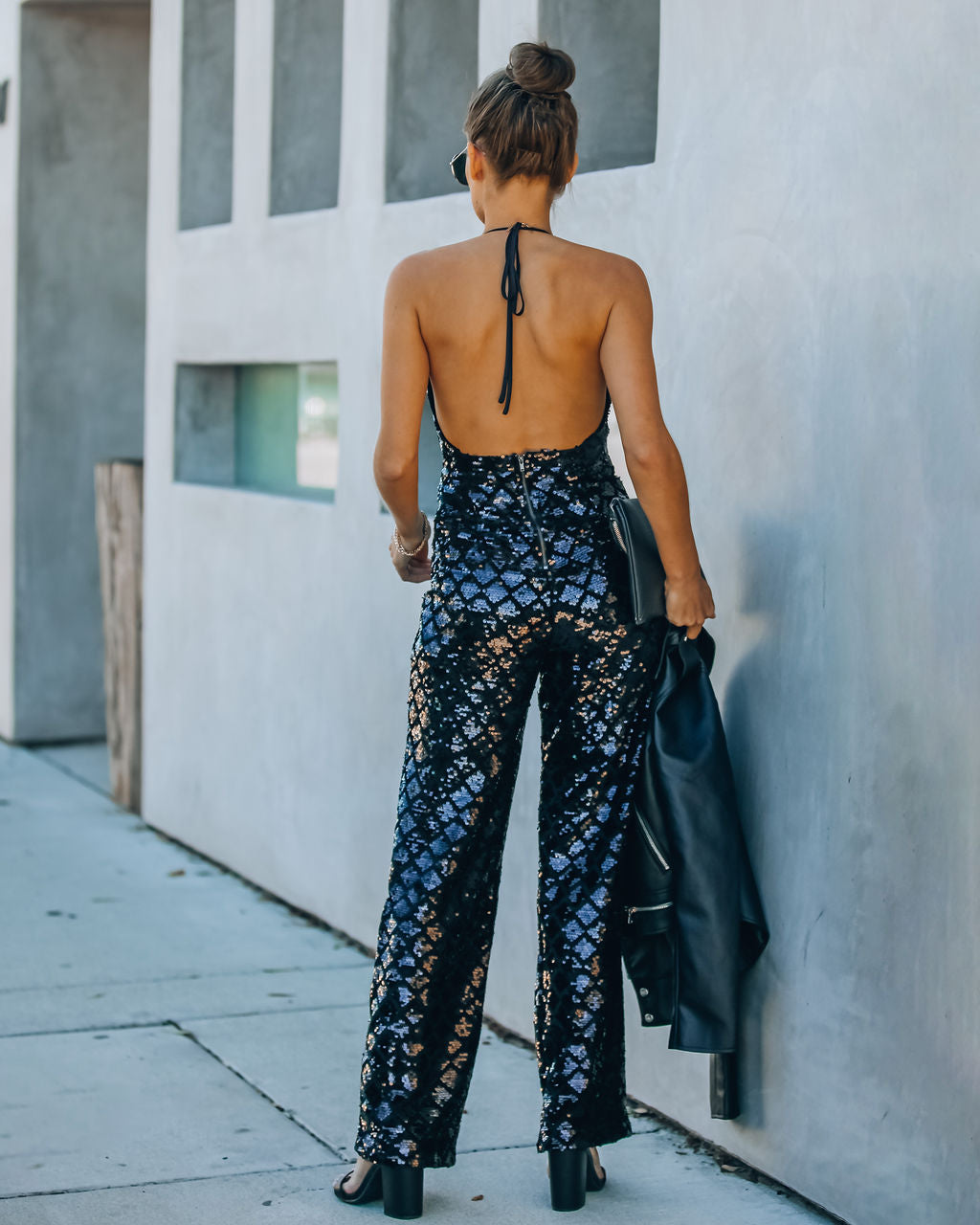 Event Ready Sequin Halter Jumpsuit