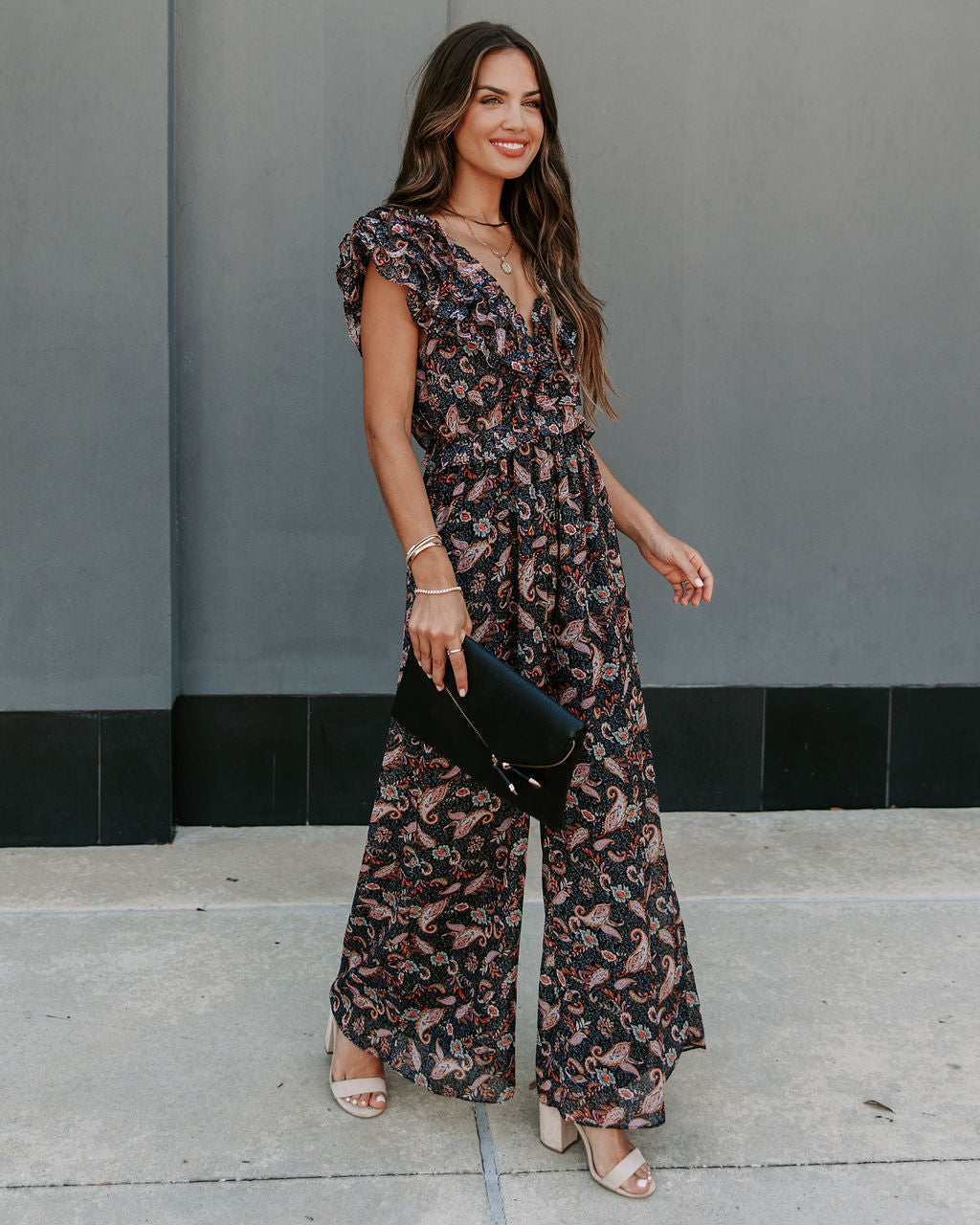 Ever Mine Paisley Ruffle Jumpsuit