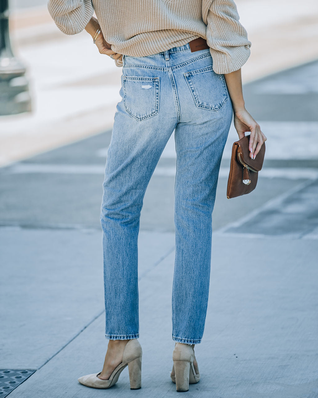 Caldecott High Waisted Distressed Mom Jeans