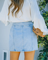 Buckle Up Denim Mini Skirt - Washed Denim