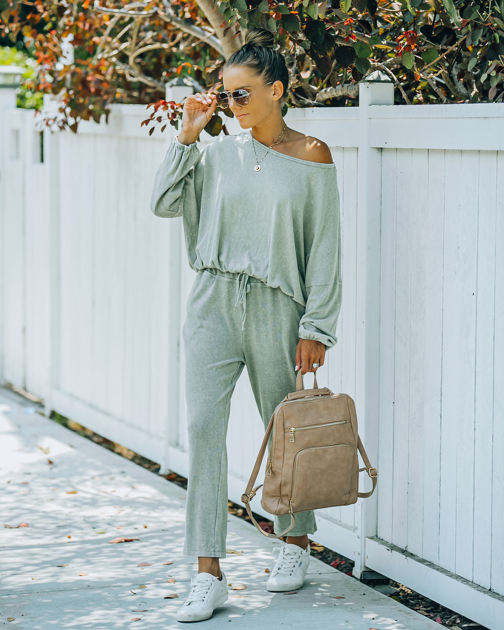 Farrow Cotton Blend Billowed Knit Top - Olive