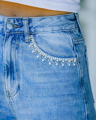 Flirt High Rise Embellished 90'S Flare Denim