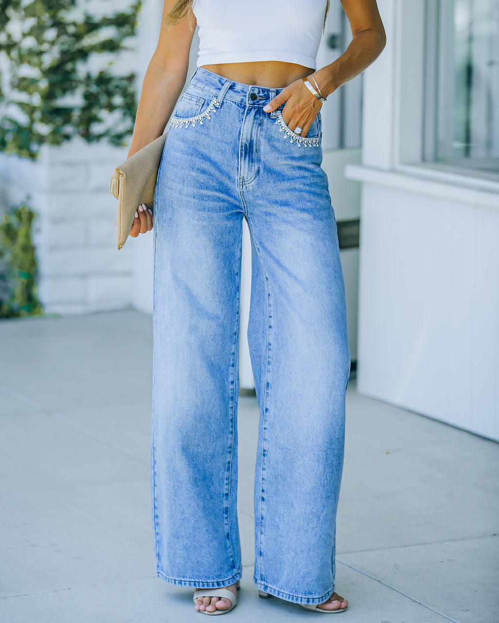 Flirt High Rise Embellished 90'S Flare Denim