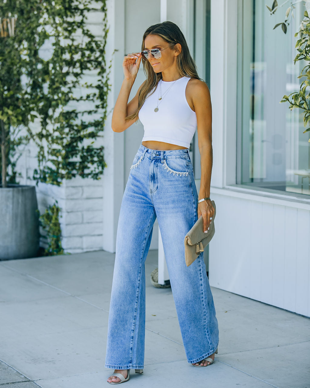 Flirt High Rise Embellished 90'S Flare Denim