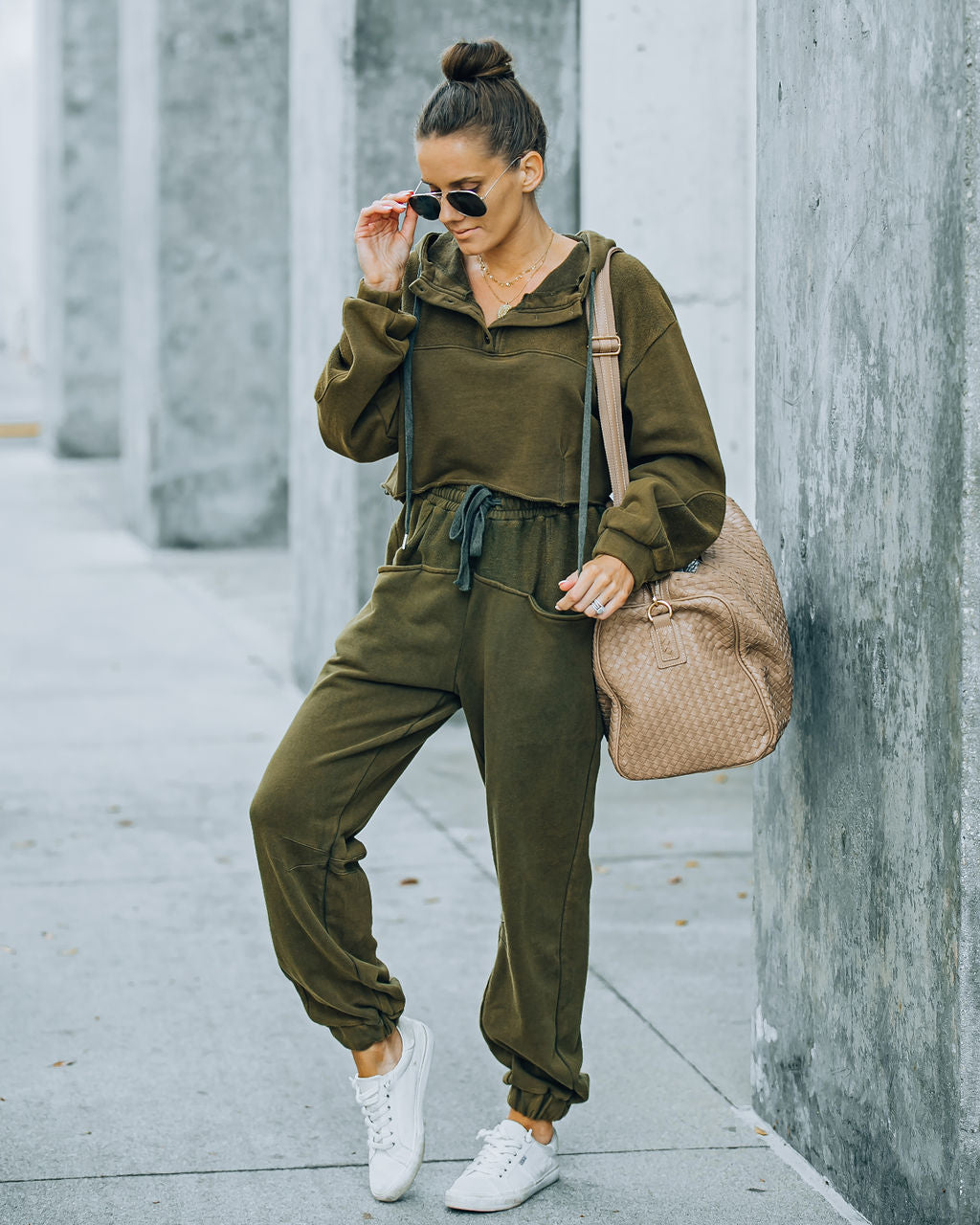 Blanca Cotton Pocketed Joggers - Olive