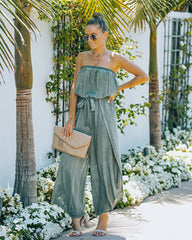 Chayce Strapless Wrap Pant Jumpsuit - Olive