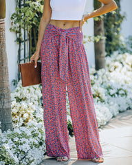 Kuta Floral High Rise Tie Front Pants