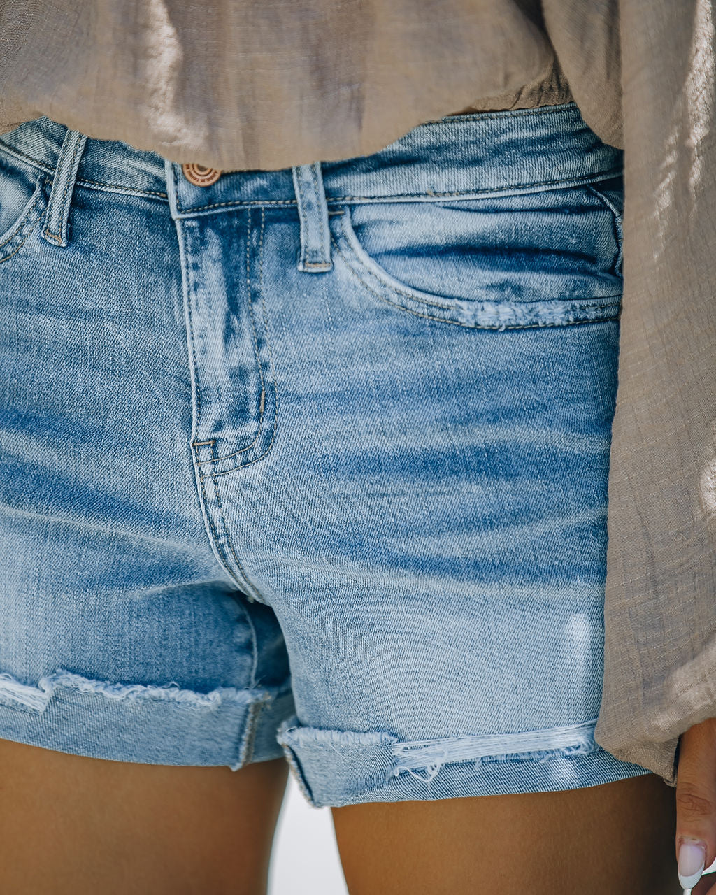 Allison High Rise Distressed Denim Shorts