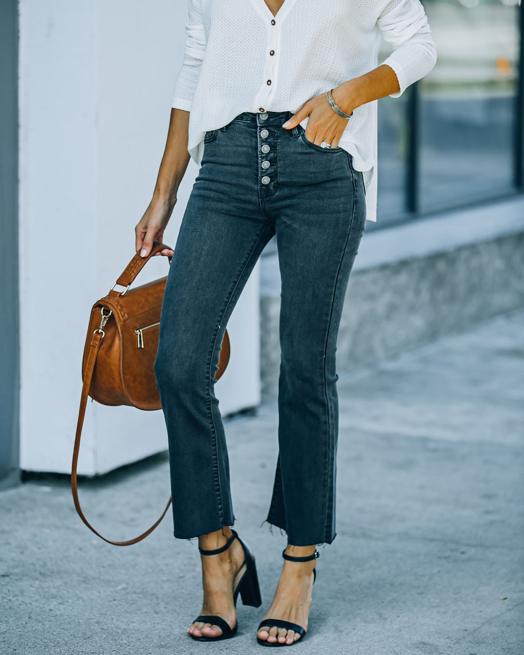 Cline High Rise Crop Flare Denim