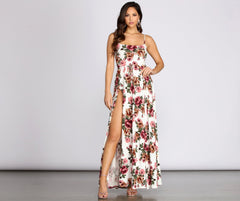 Fab In Floral Brushed Knit Maxi Dress