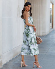 Fangirl Strapless Pocketed Palm Print Jumpsuit