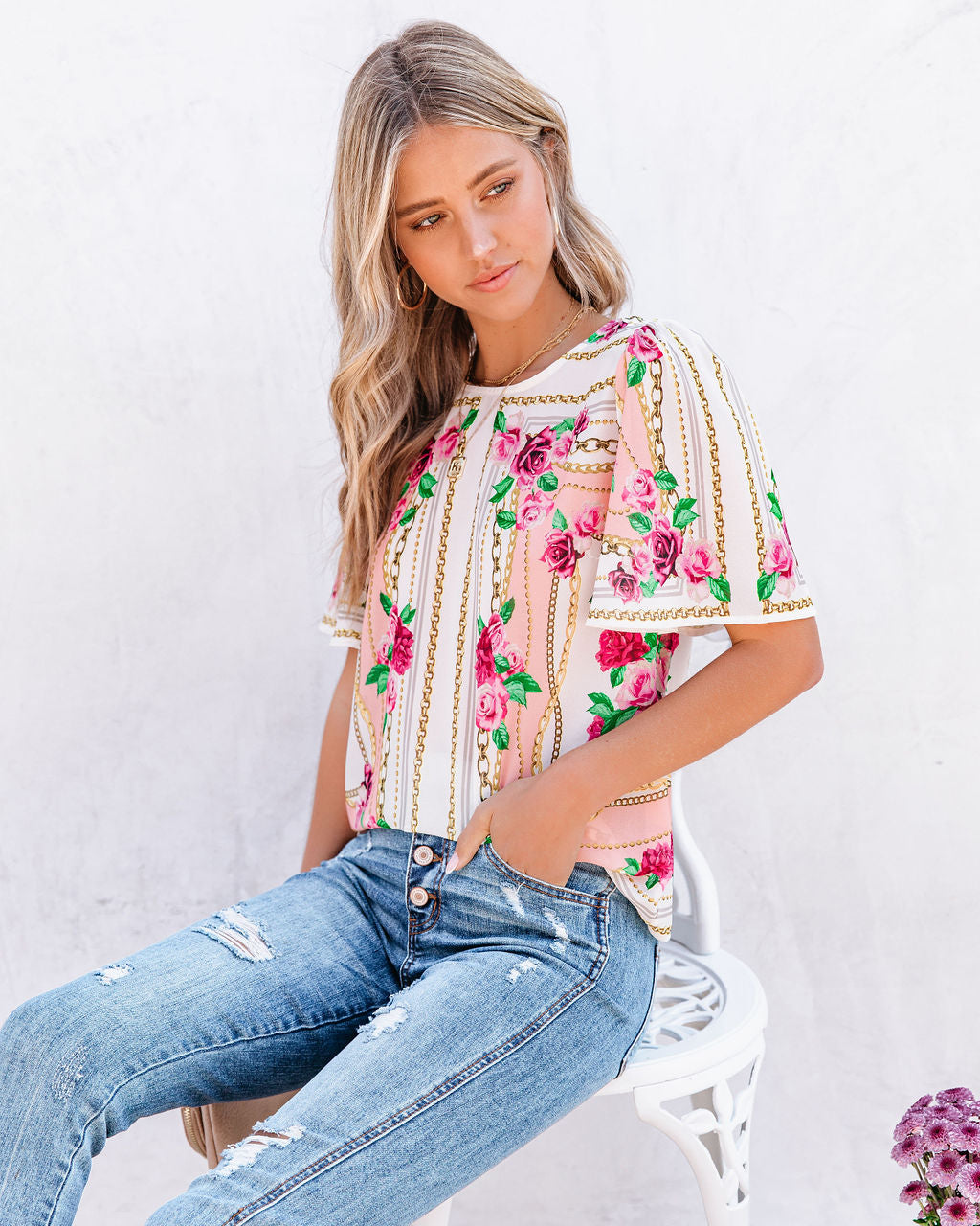 Feel Brand New Floral Short Sleeve Blouse