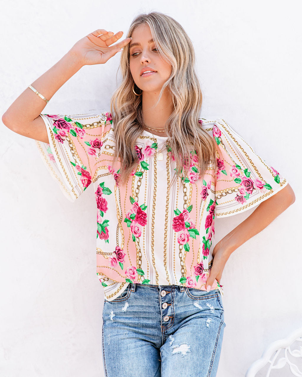 Feel Brand New Floral Short Sleeve Blouse