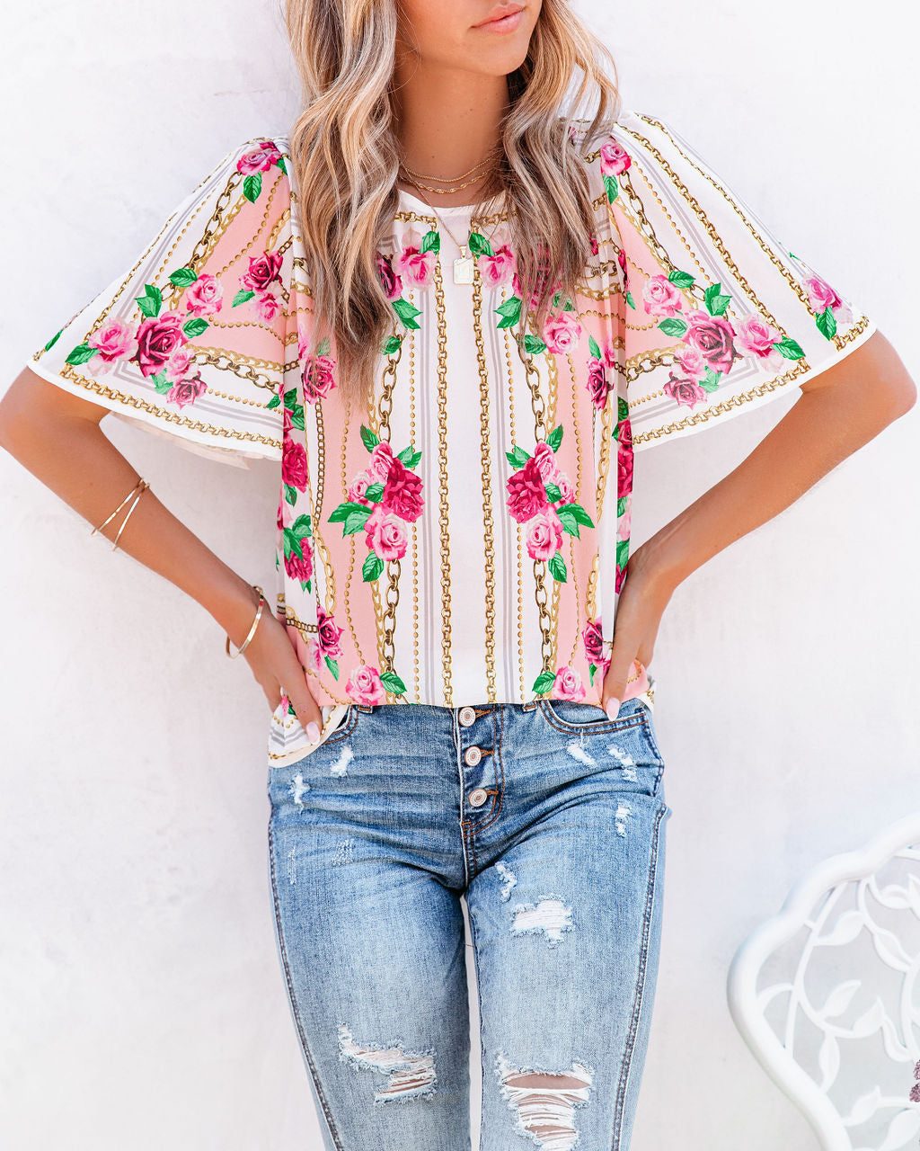 Feel Brand New Floral Short Sleeve Blouse