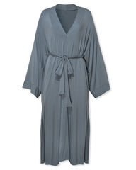 Festive Chill Kimono Robe - Grey Blue