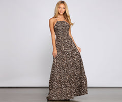 Fiercely Stylish Lace-Up Leopard Maxi Dress