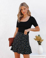 Filipa Floral Mini Skirt - Black - SALE