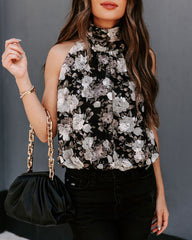 Find A Way Textured Floral Blouse - Black