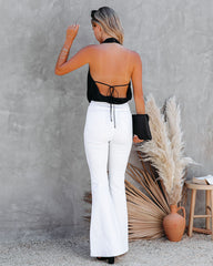 Finishing Touch Backless Halter Bodysuit - Black - SALE