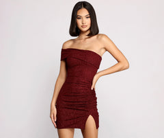 First Impression One Shoulder Glitter Mini Dress