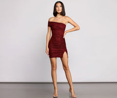 First Impression One Shoulder Glitter Mini Dress