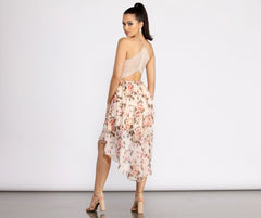 Floral Chiffon High Low Dress