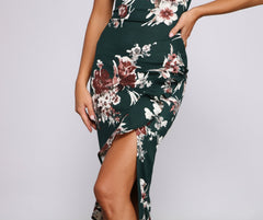 Floral Passion Ruffled Midi Dress