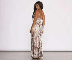 Floral Tropical Surplice Wrap Maxi Dress