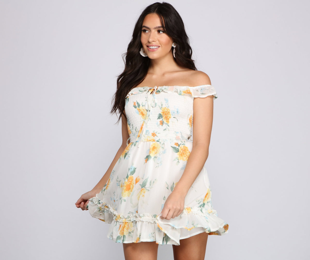 Floral Wonder Ruffled Skater Dress