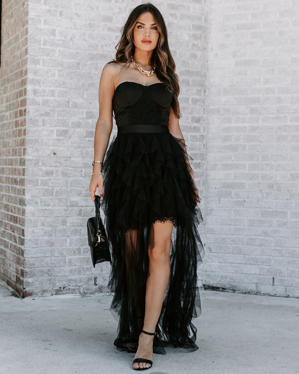 For Eternity Tulle Ruffle Maxi Skirt - Black