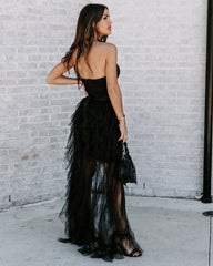 For Eternity Tulle Ruffle Maxi Skirt - Black