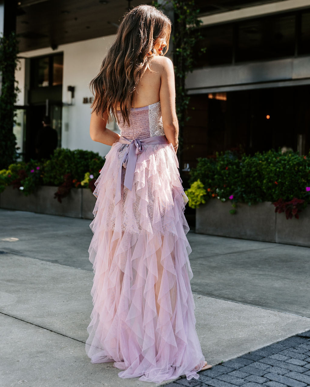 For Eternity Tulle Ruffle Maxi Skirt - Dusty Lavender