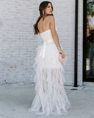 For Eternity Tulle Ruffle Maxi Skirt - White