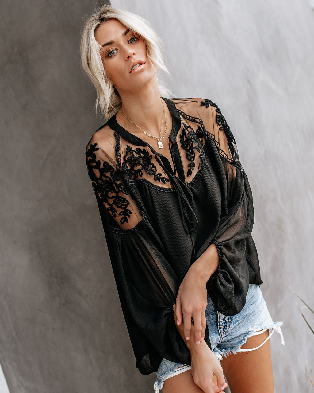 Formal Invitation Lace Blouse - Black