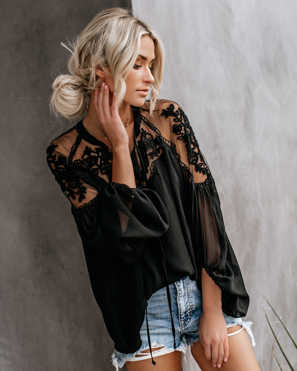 Formal Invitation Lace Blouse - Black