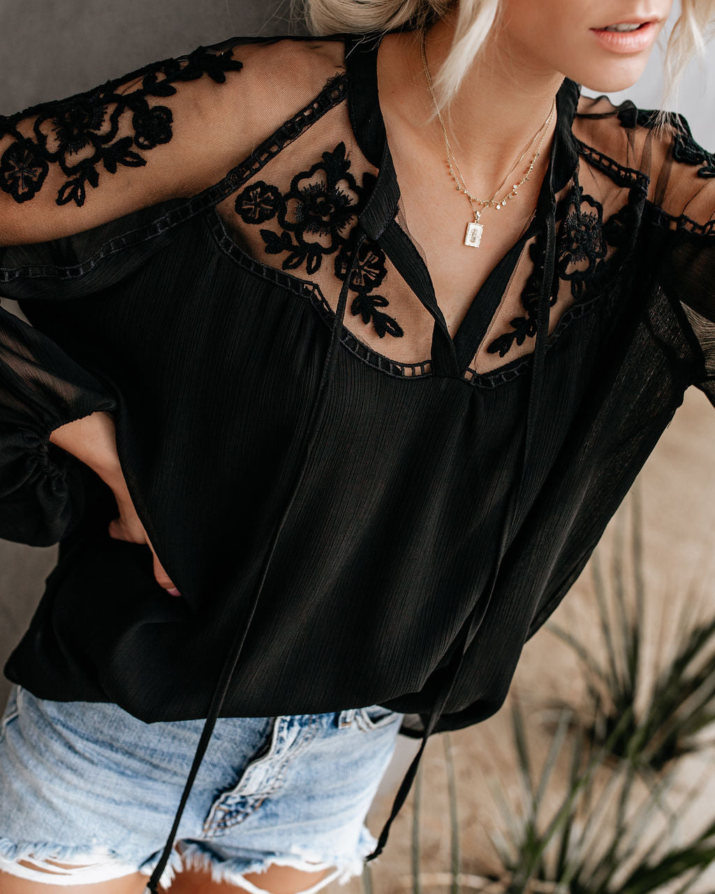 Formal Invitation Lace Blouse - Black