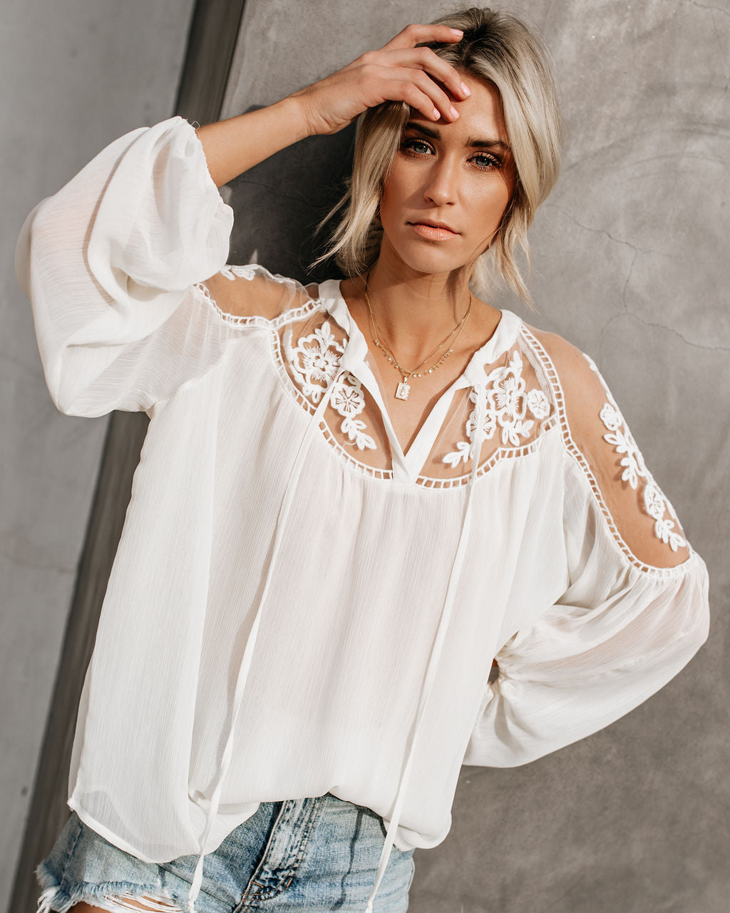 Formal Invitation Lace Blouse - Cream