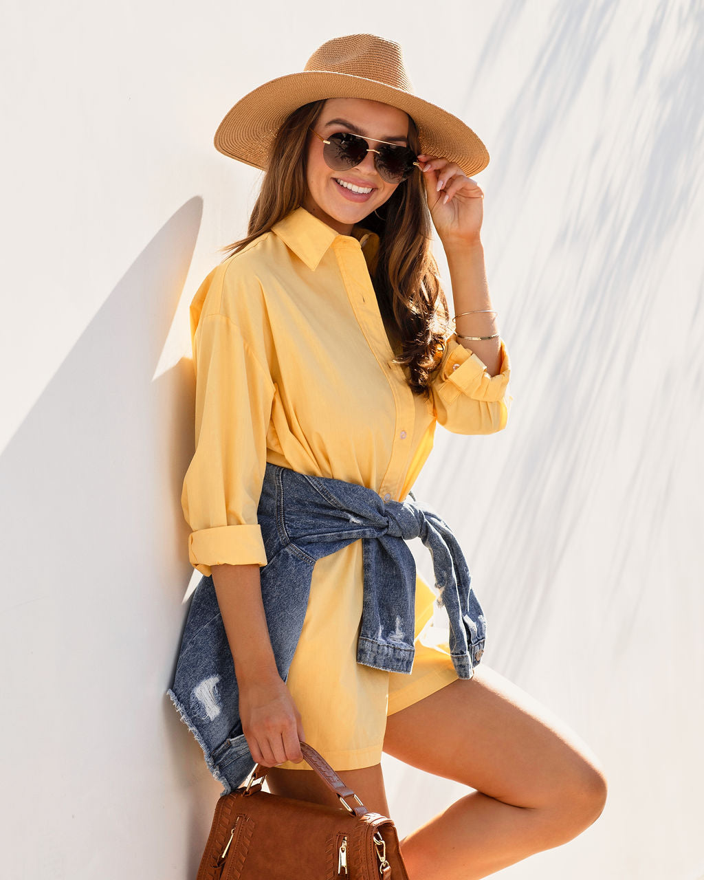 Forrester Cotton Pocketed Romper - Yellow