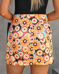 Foxy Lady Floral Slit Mini Skirt