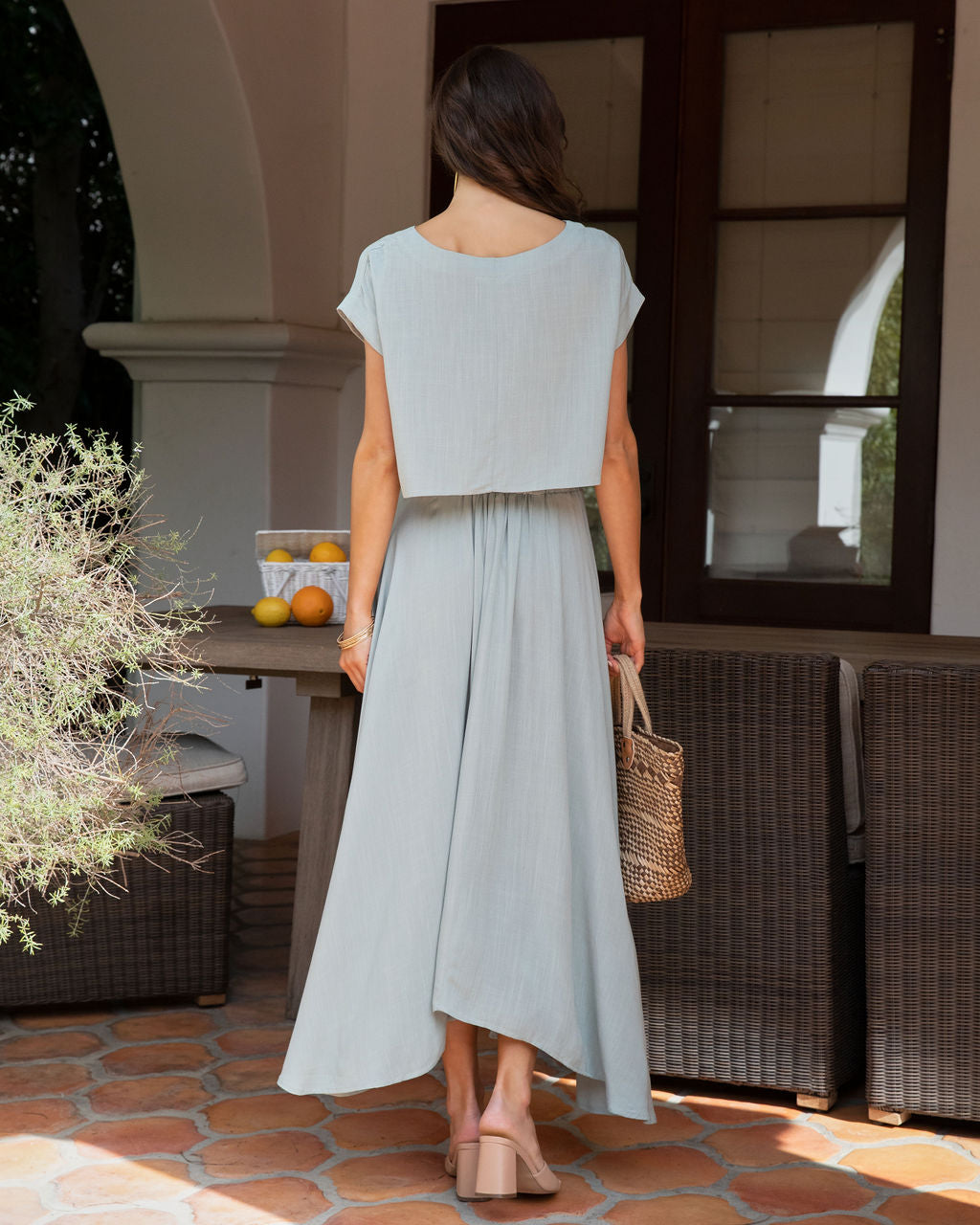 Fresh Breeze Asymmetrical Hem Maxi Skirt - Sage