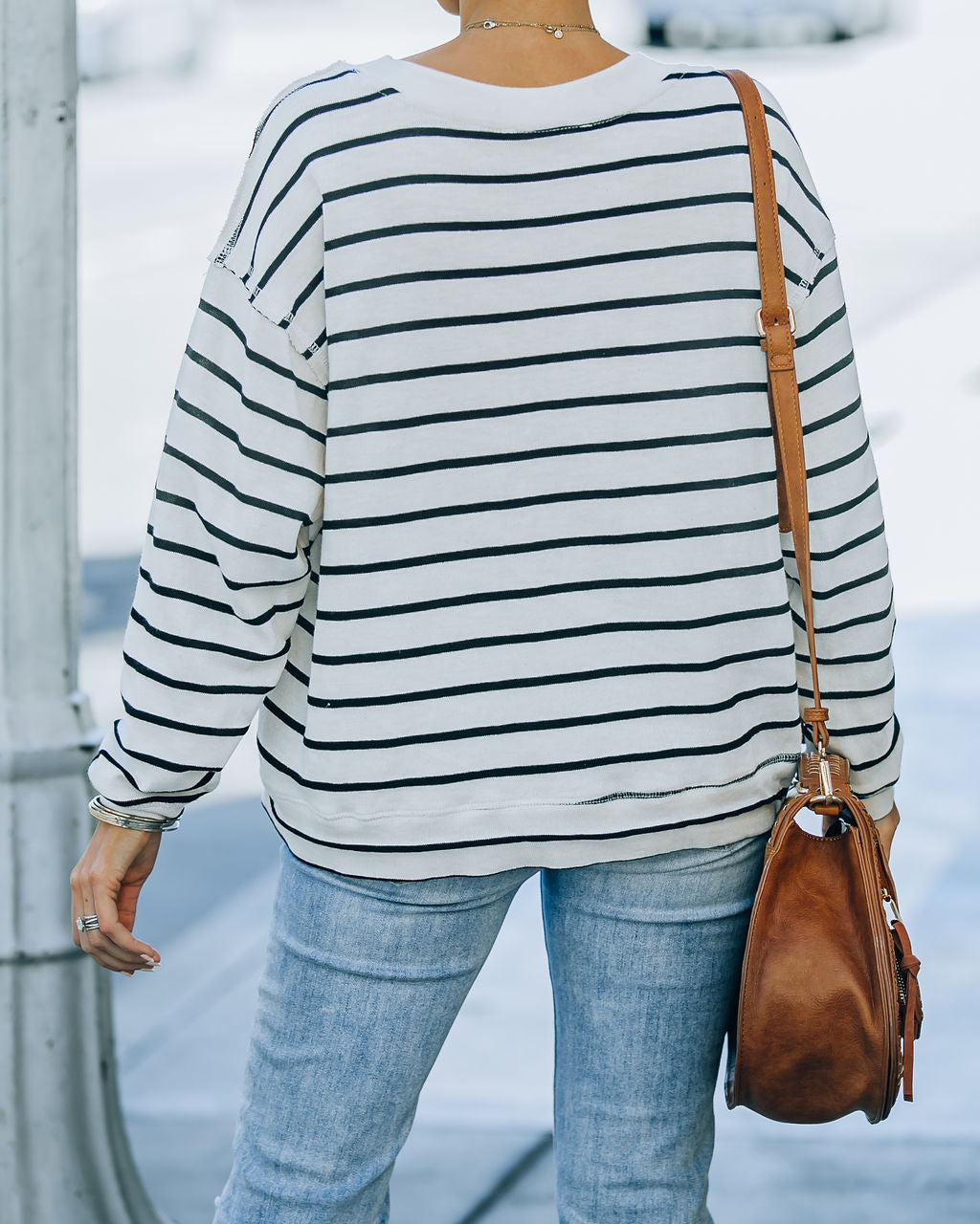 Gabriel Cotton Blend Striped Knit Top - Cream Black