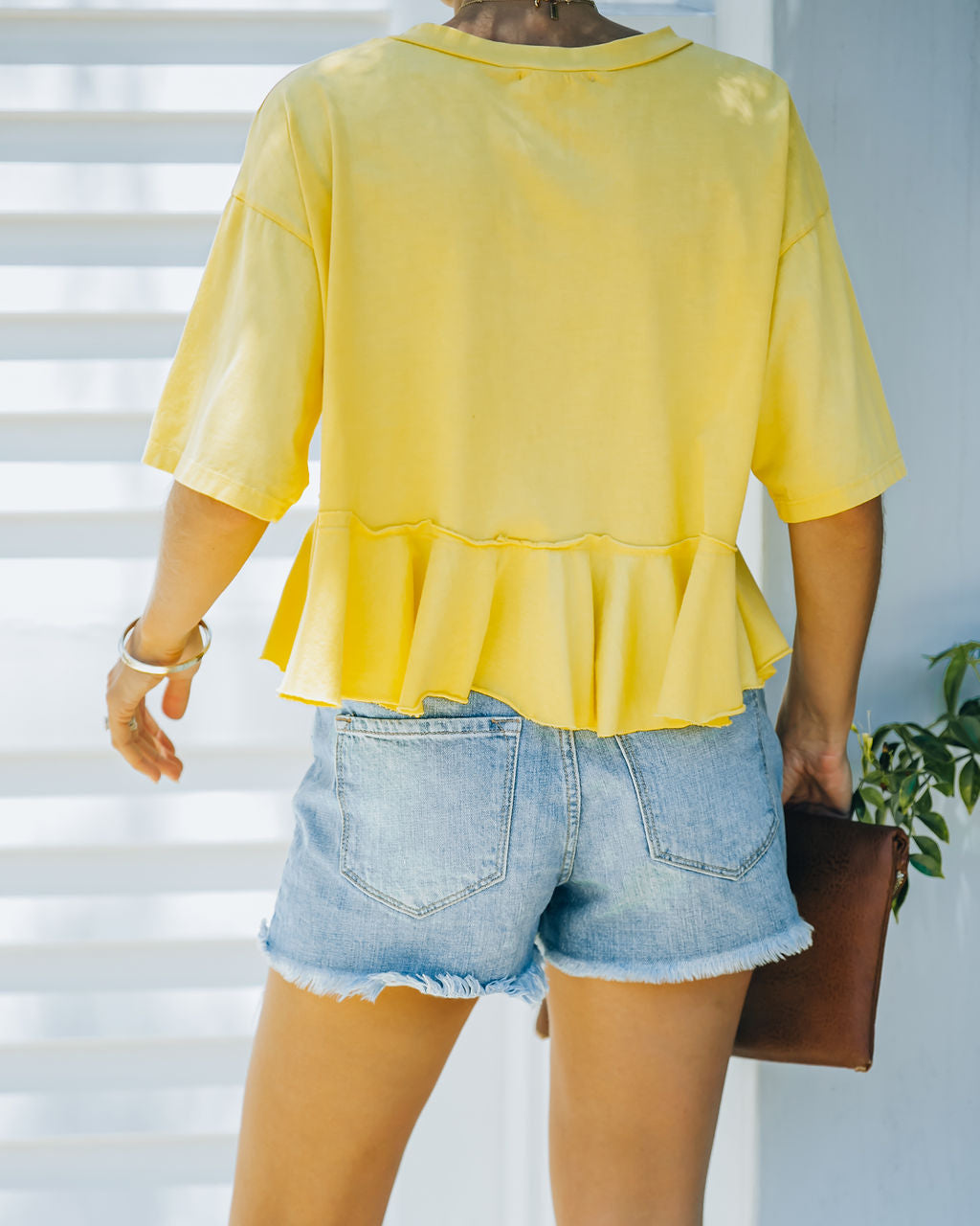 Gal Pal Cotton Peplum Top - Yellow