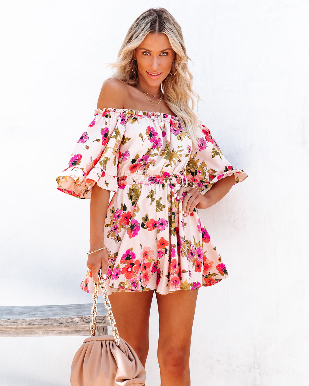 Garden Party Off The Shoulder Floral Romper