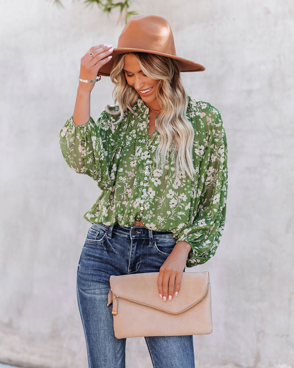 Garden Stroll Button Down Crop Blouse