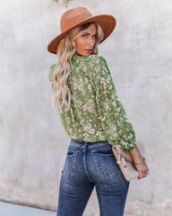 Garden Stroll Button Down Crop Blouse