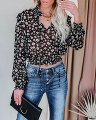 Gavin Floral Swiss Dot Crop Blouse